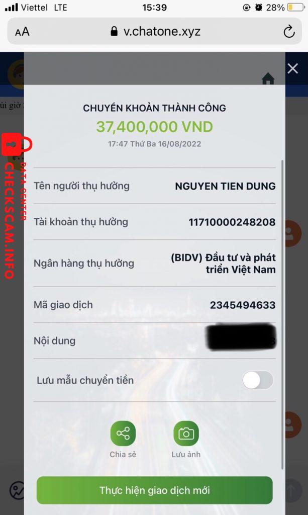 Evidência contra NGUYEN TIEN DUNG