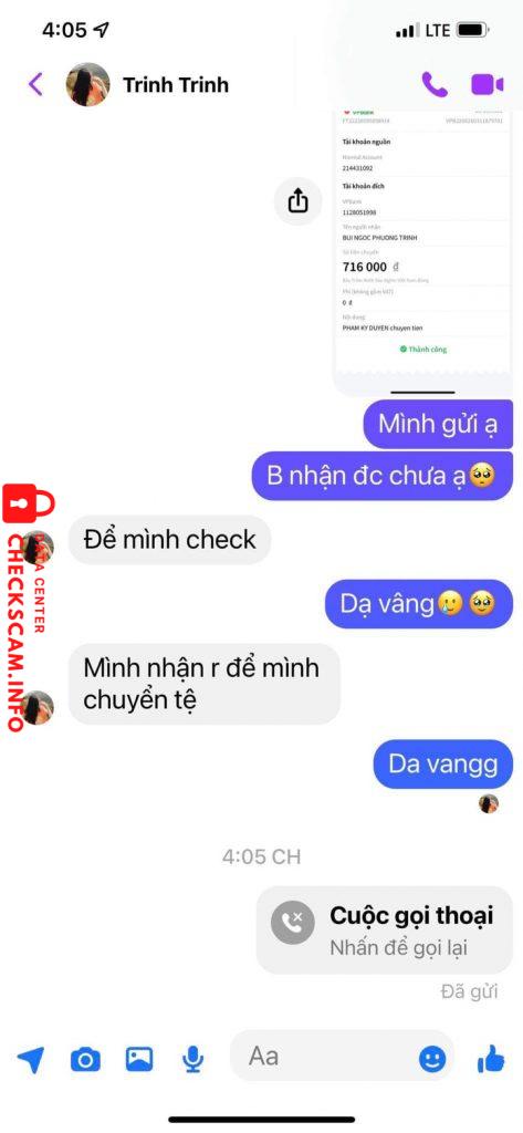 Evidência contra Bùi Ngọc Phương Trinh