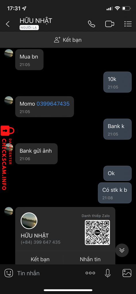 Evidência contra Nguyễn Hữu Nhật