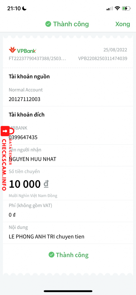 Evidência contra Nguyễn Hữu Nhật