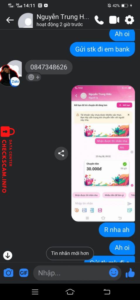Evidência contra Nguyễn Trung Hiếu