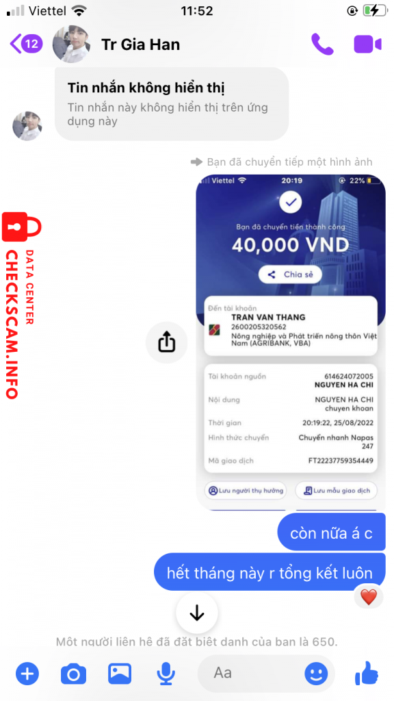 Evidência contra Trần Văn Thắng