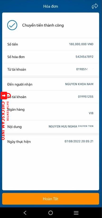 Evidência contra Nguyễn Khoa Nam