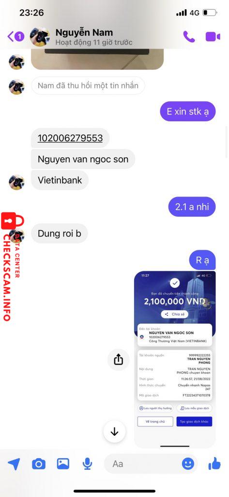 Evidência contra NGUYEN VAN NGOC SON