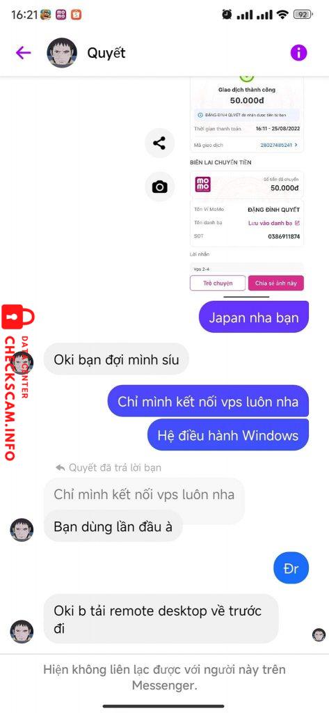 Evidência contra Đặng Đình Quyết