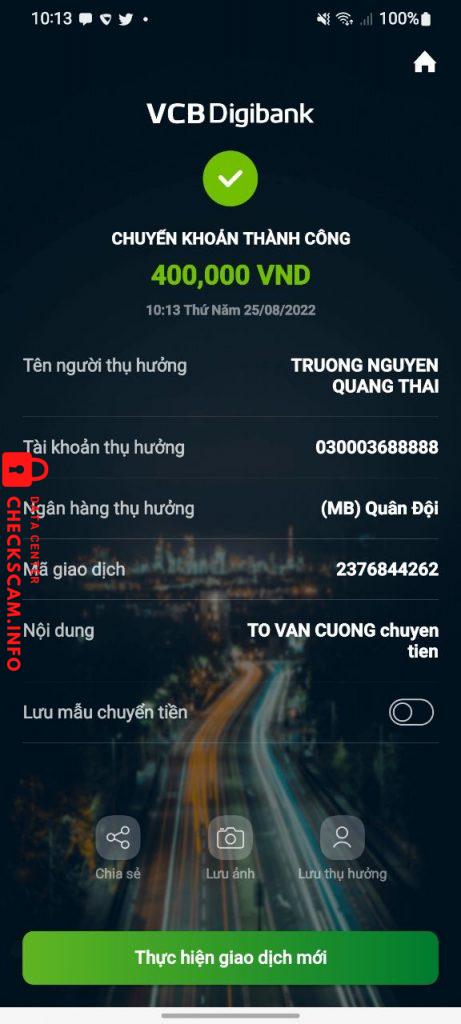 Evidência contra Truong Nguyen Quang Thai