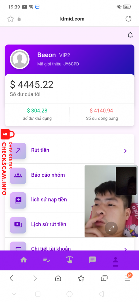 Evidência contra Klmid.com – LE XUAN HUNG