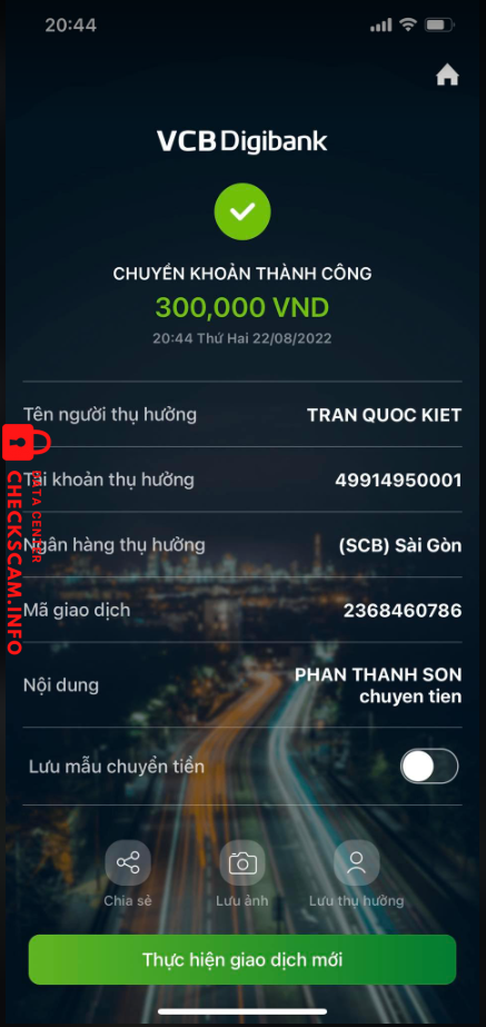 Evidência contra trần quốc kiệt