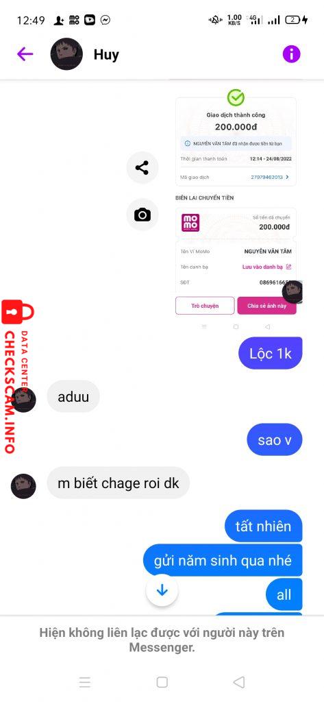 Evidência contra Nguyễn Văn Tâm