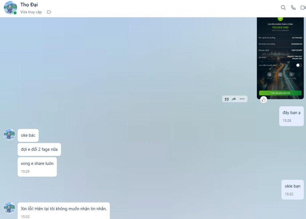 Evidência contra Vu Tho Dai