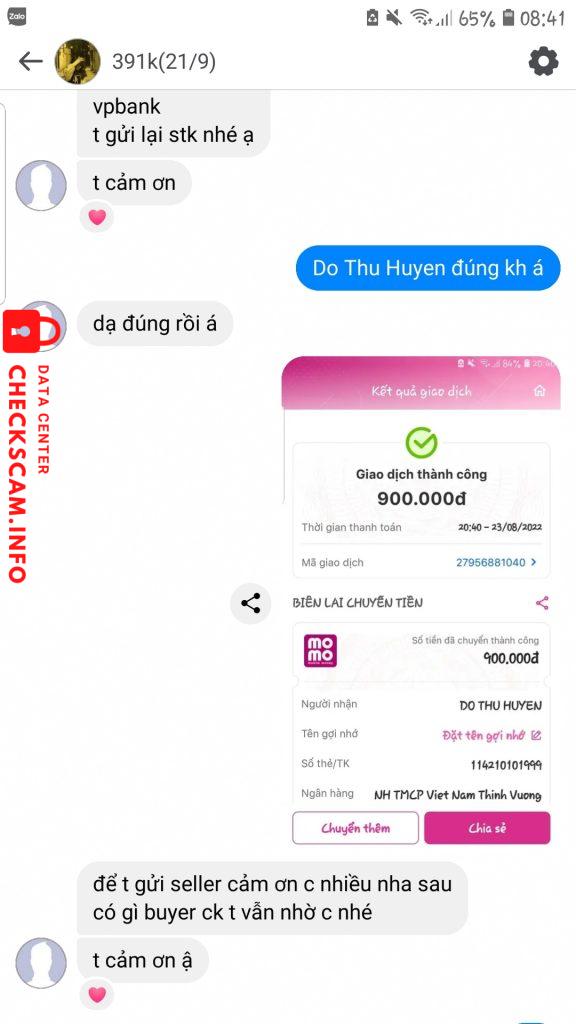 Evidência contra Do Thu Huyen