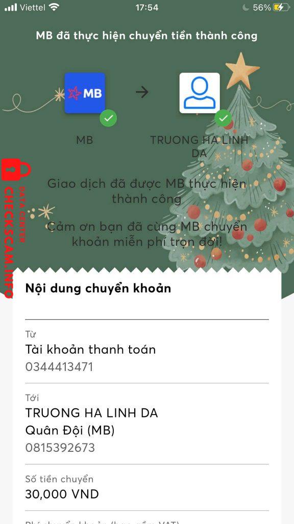 Evidência contra TRUONG HA LINH DA