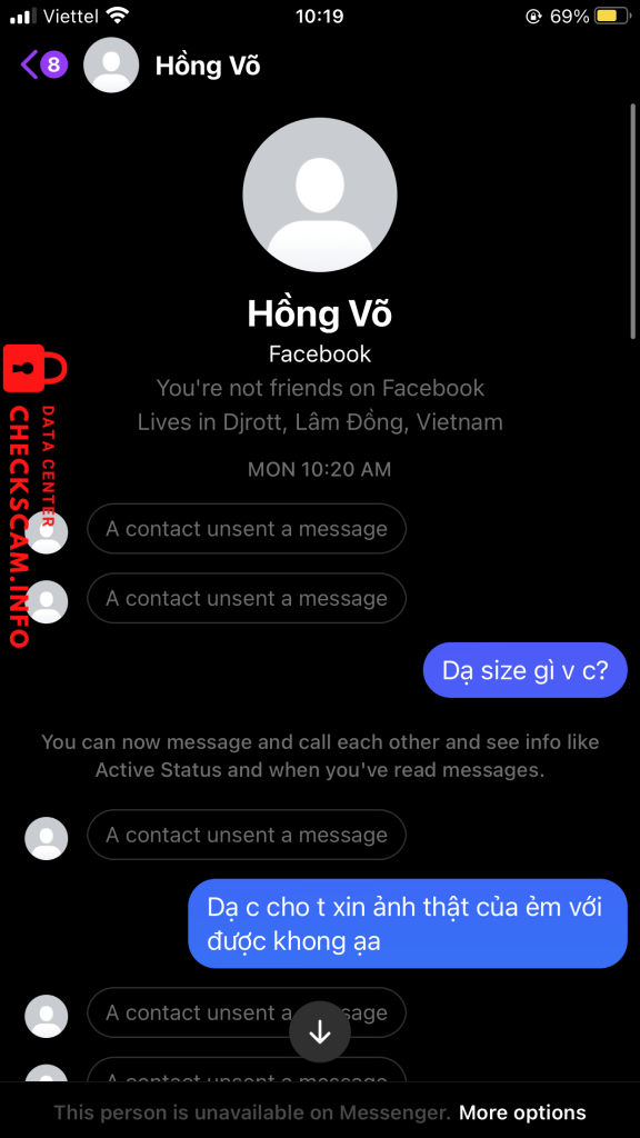 Evidência contra VO THI HONG