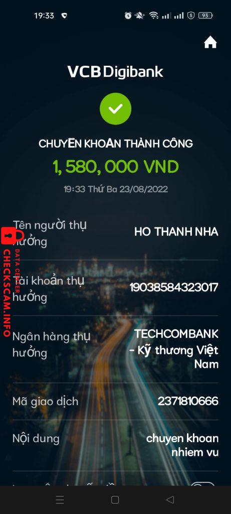 Evidência contra HO THANH NHA