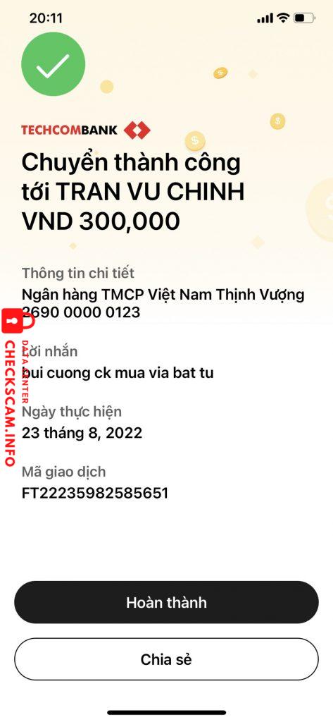 Evidência contra trần vũ chinh