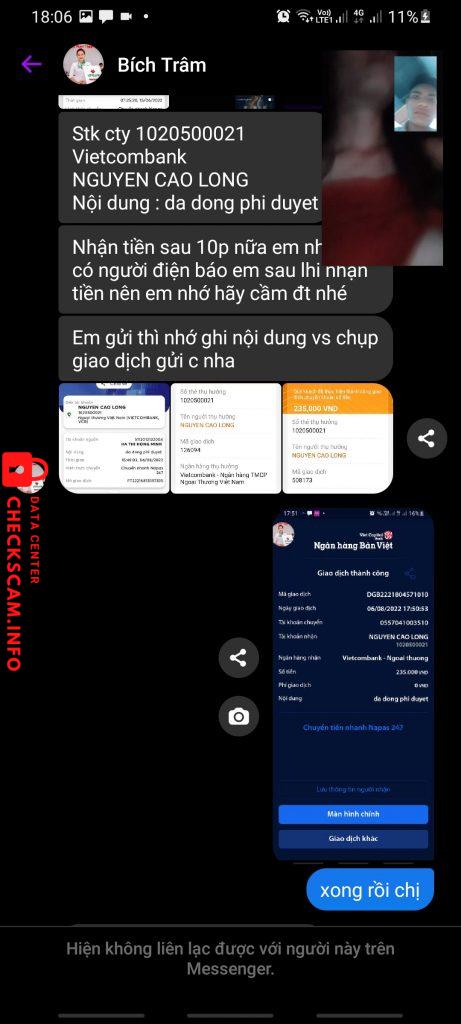 Evidência contra NGUYỄN CAO LONG