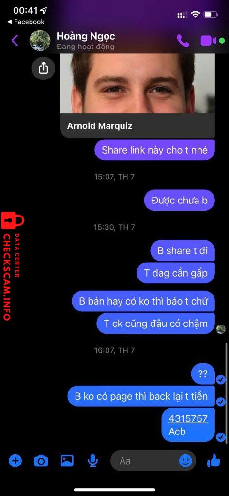 Evidência contra Ngoc Hoang