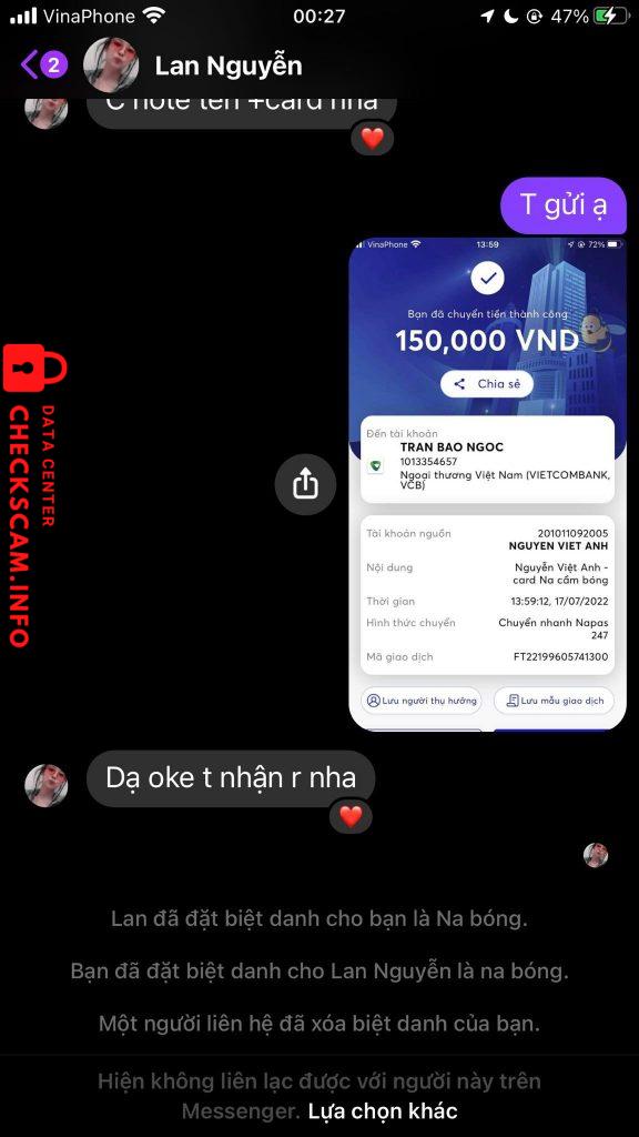 Evidência contra TRAN BAO NGOC