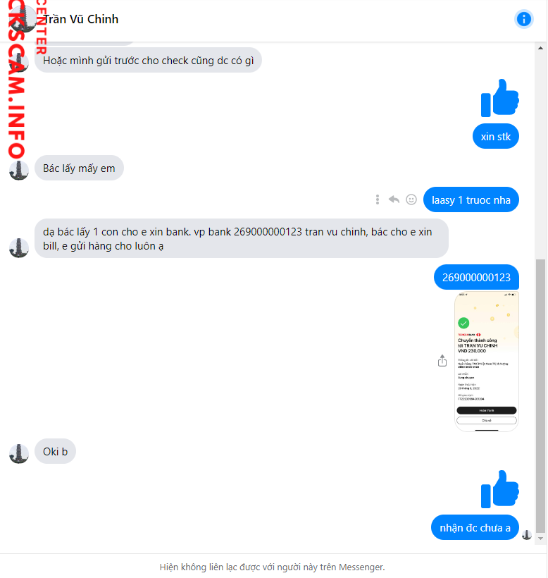 Evidência contra tran vu chinh