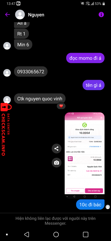 Evidência contra Nguyễn Quốc Vinh