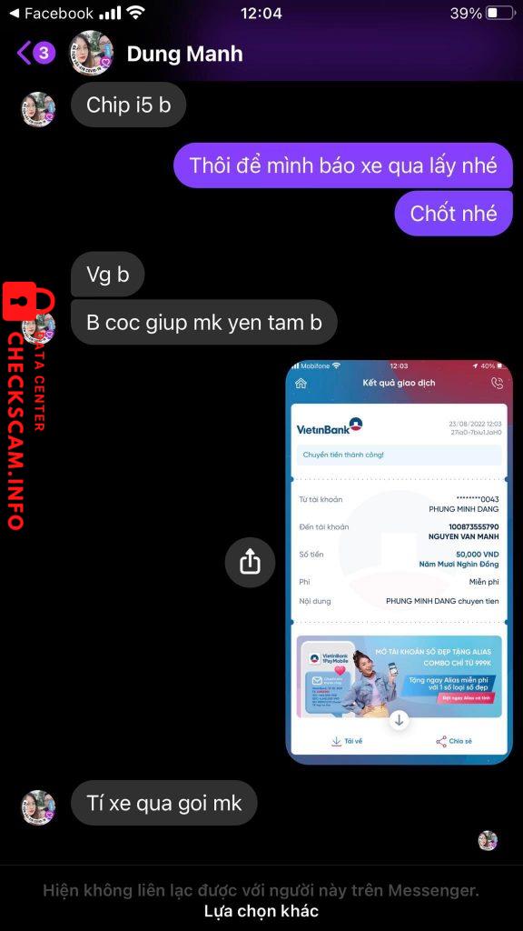 Evidência contra Nguyễn văn mạnh