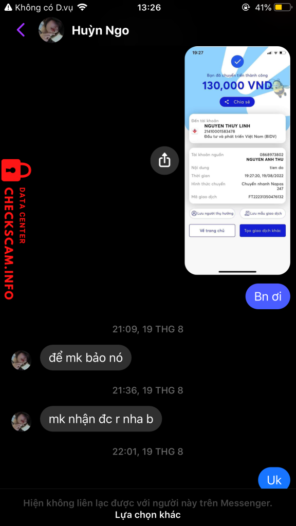 Evidência contra nguyen thuy linh