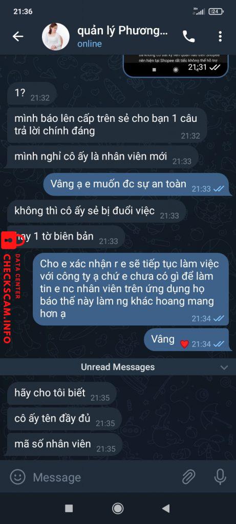 Evidência contra Quickearnvn.com – Phạm Thị Yến