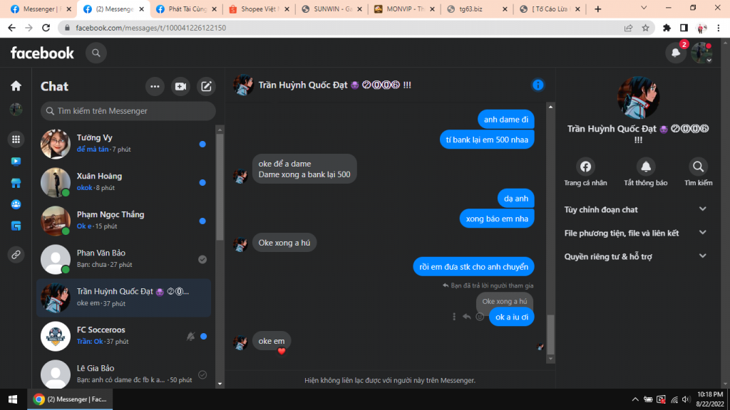 Evidência contra trần huỳnh quốc đạt