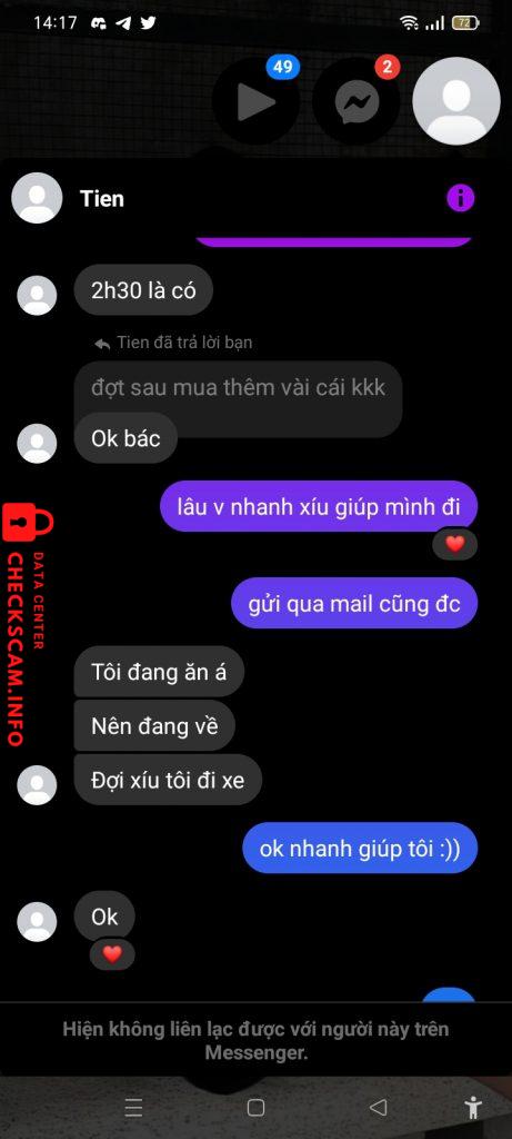 Evidência contra Hoàng Nguyễn Anh Tiến