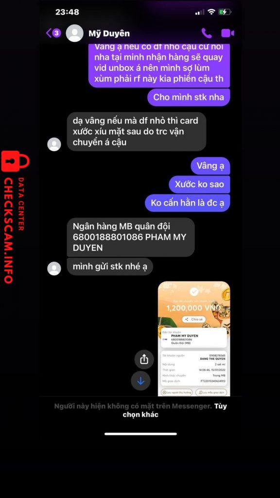 Evidência contra PHAM MY DUYEN