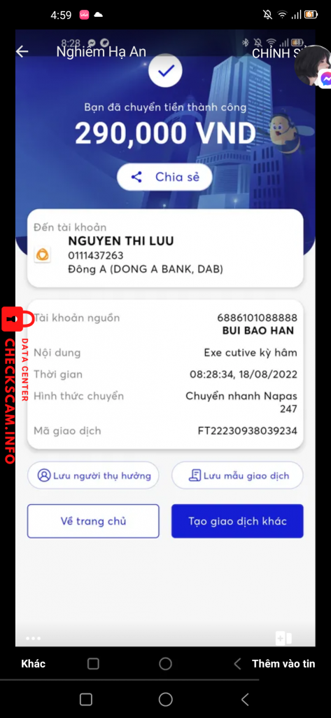 Evidência contra NGUYEN THI LUU