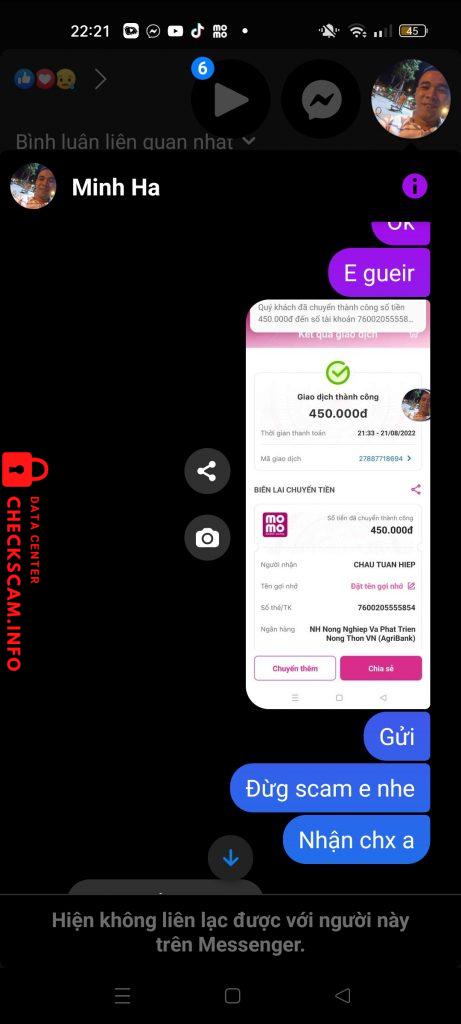 Evidência contra Chau Tuan Hiep
