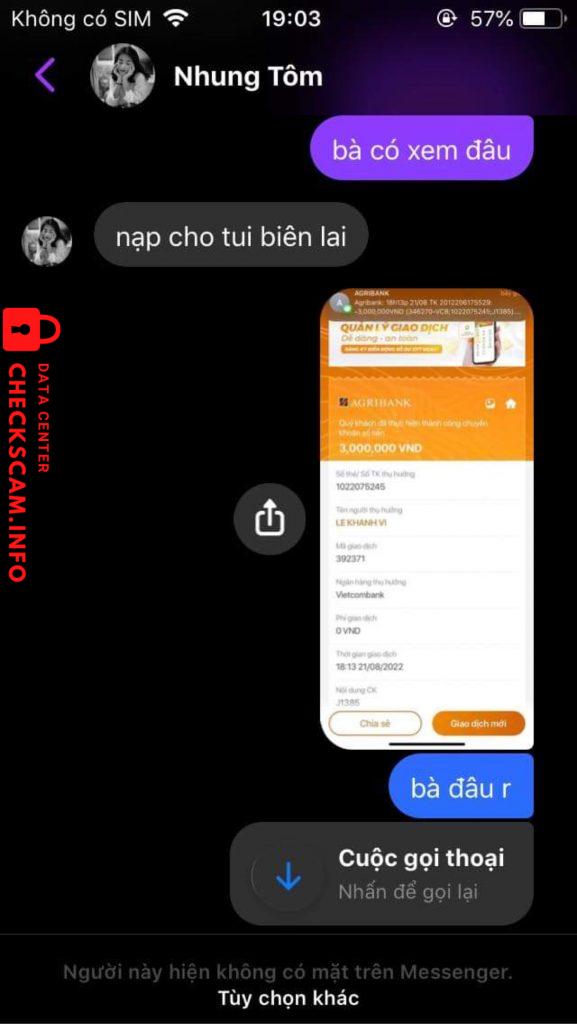 Evidência contra Lê Khanh Vi