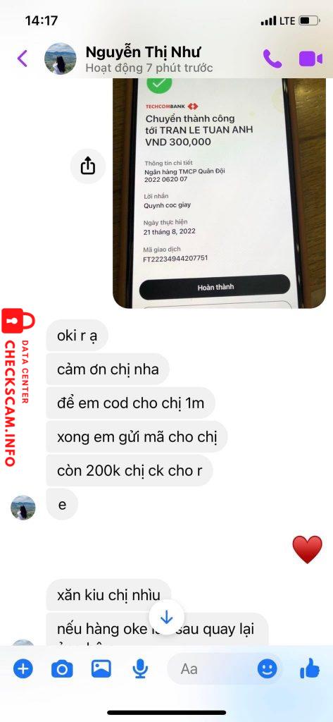 Evidência contra Trần lê tuấn anh