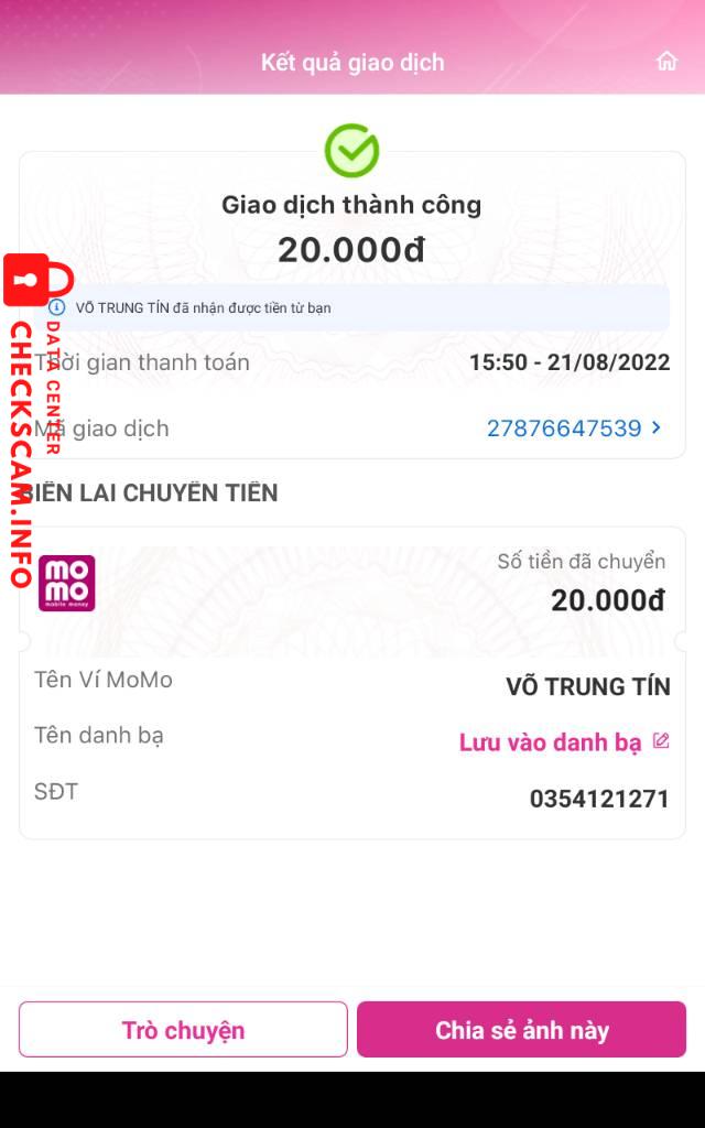 Evidência contra Võ Trung Tín