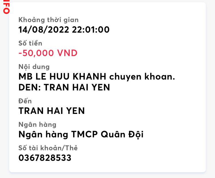 Evidência contra TRAN HAI YEN