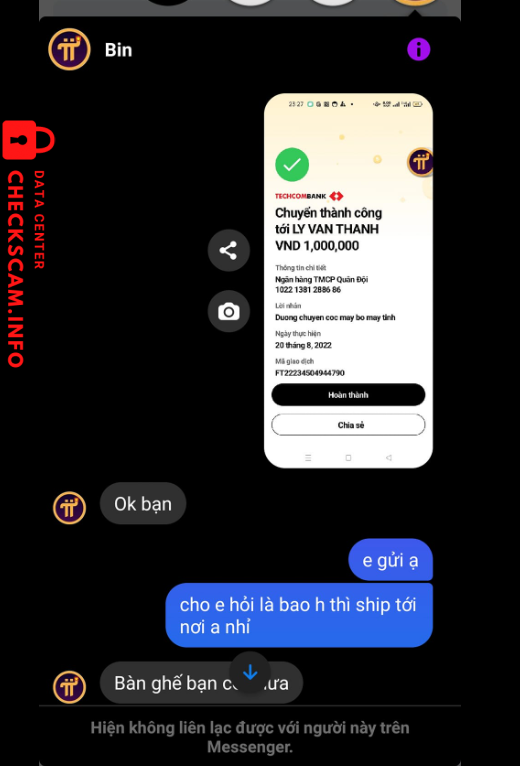 Evidência contra Lý Văn Thành