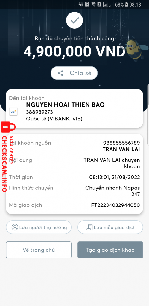 Evidência contra NGUYEN HOAI THIEN BAO
