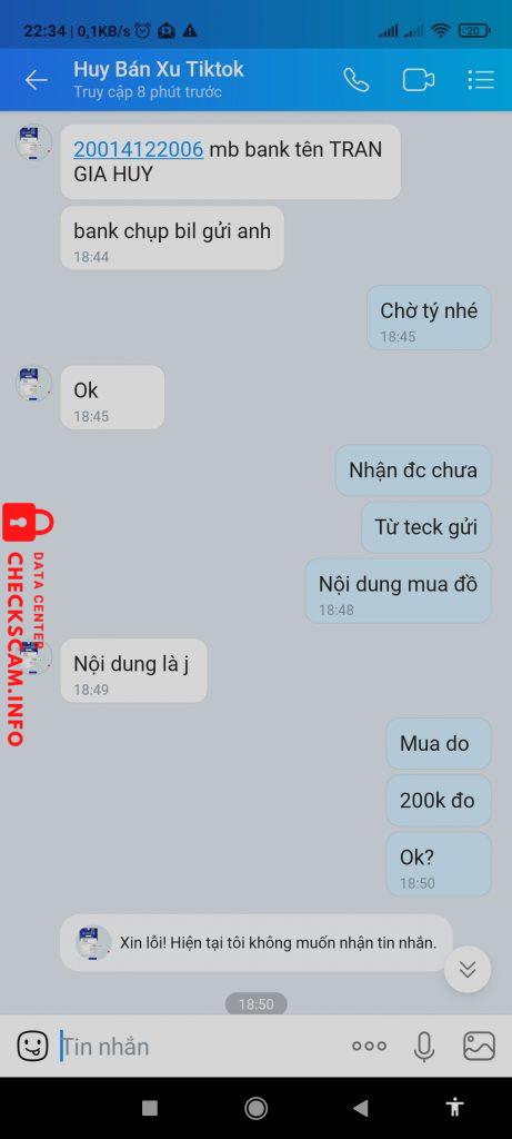 Evidência contra Trần Gia Huy