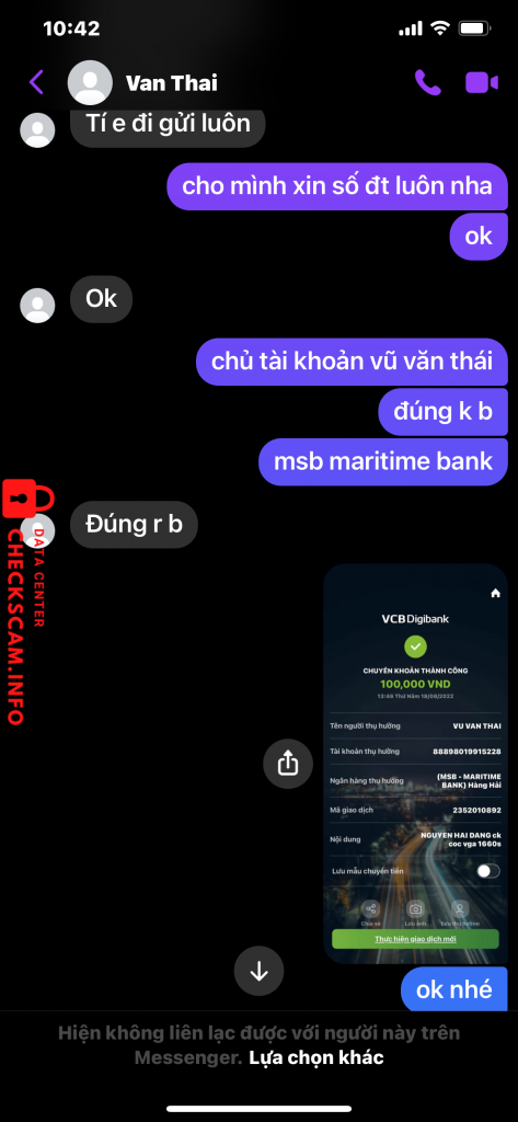 Evidência contra Vu Van Thai