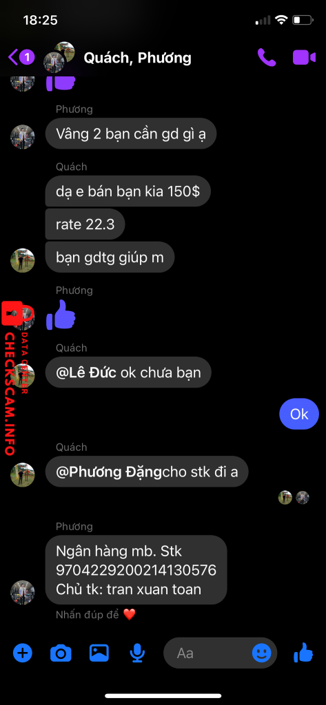 Evidência contra Tran Xuan Toan