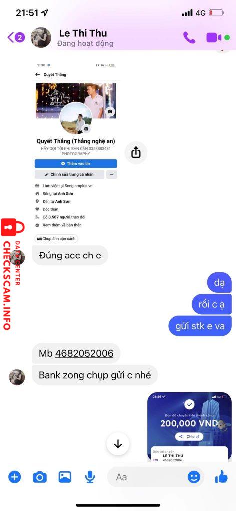 Evidência contra Lê Thị Thu