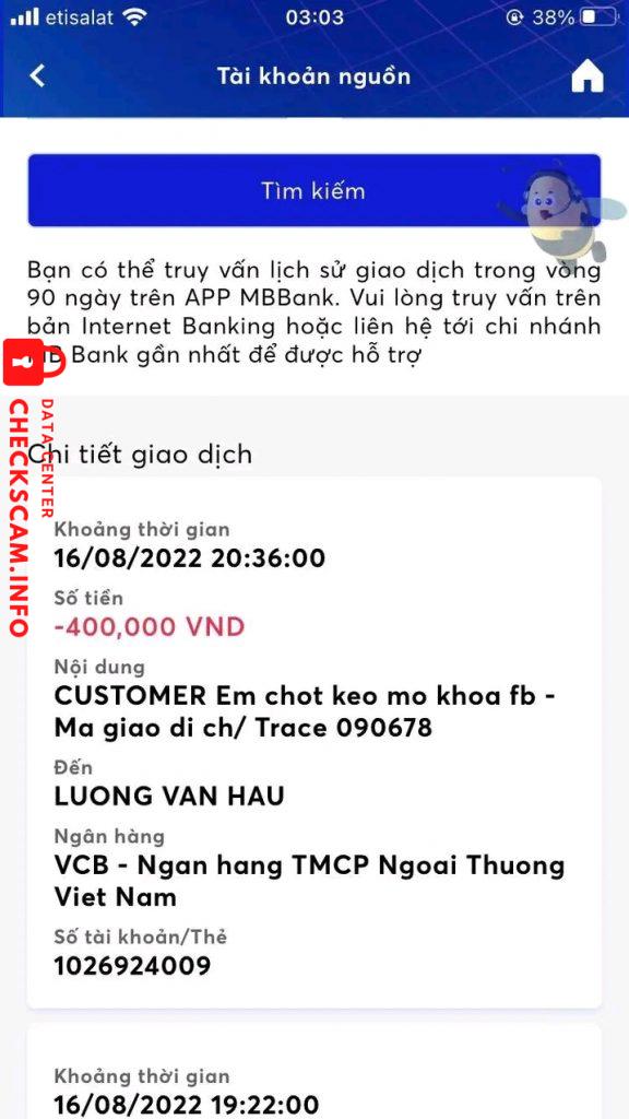 Evidência contra LUONG VAN HAU