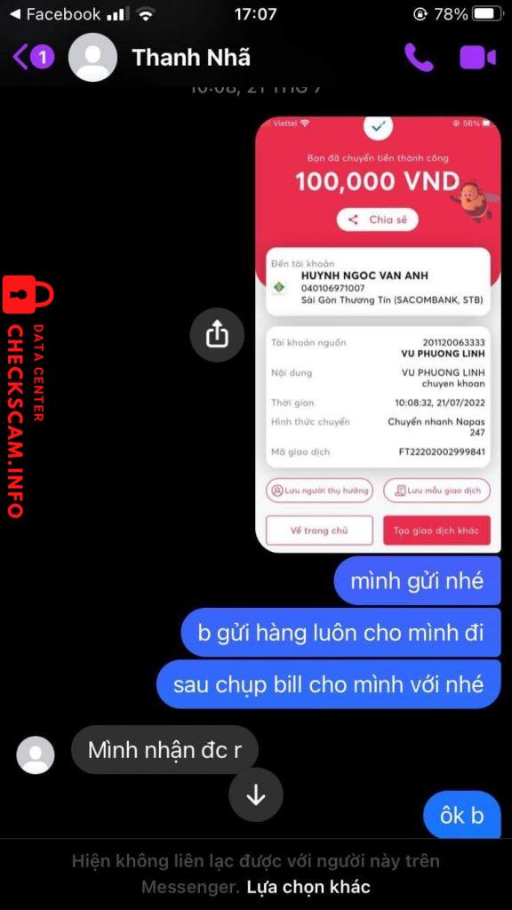 Evidência contra Huynh Ngoc Van Anh