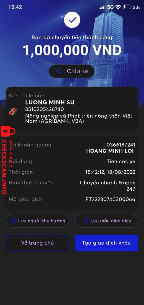 Evidência contra LUONG MINH SU