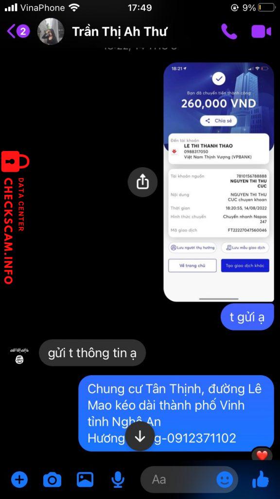 Evidência contra Trần Thị Anh Thư