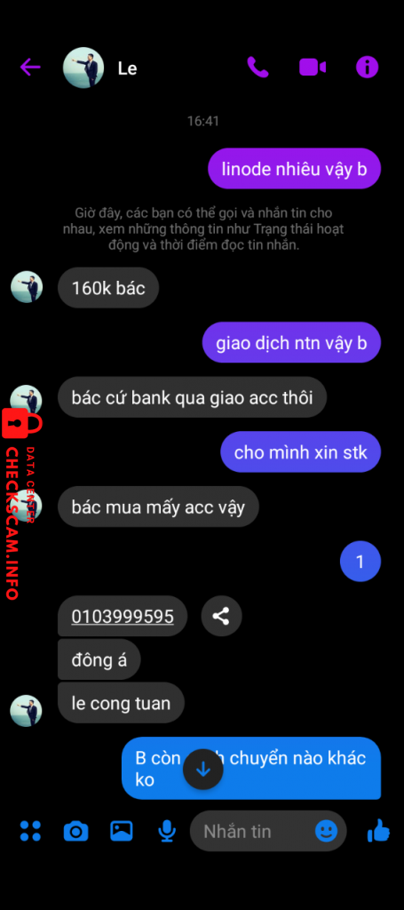 Evidência contra LE CONG TUAN