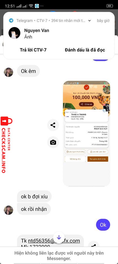 Evidência contra THAO A THẮNG