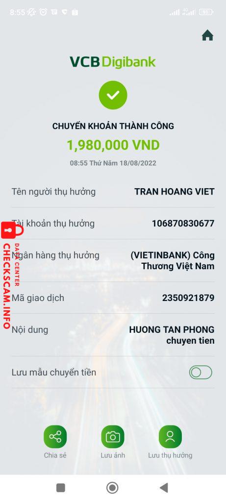 Evidência contra Trần Hoàng Việt