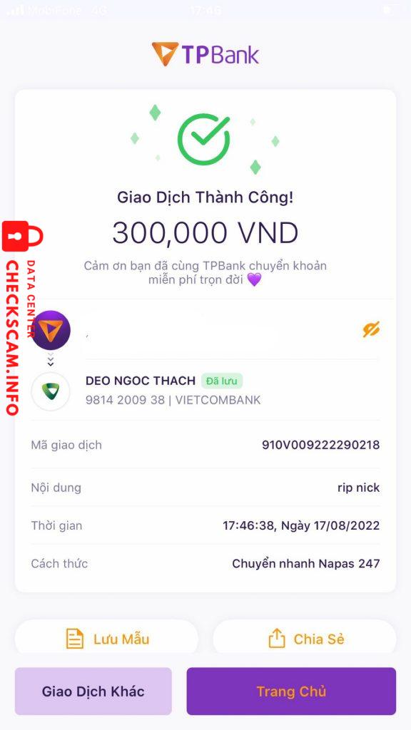 Evidência contra DEO NGOC THACH